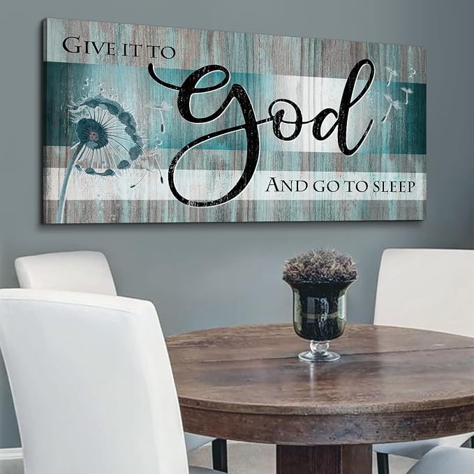 Large Christian Wall Art Bible Verses Wall Decor Give It to God and Go to Sleep - Image 3