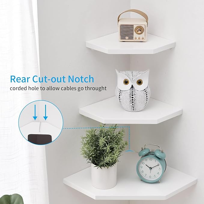 Corner Wall Shelves, Corner Floating Shelves Set of 2 Solid Oak Wood Display - Image 4
