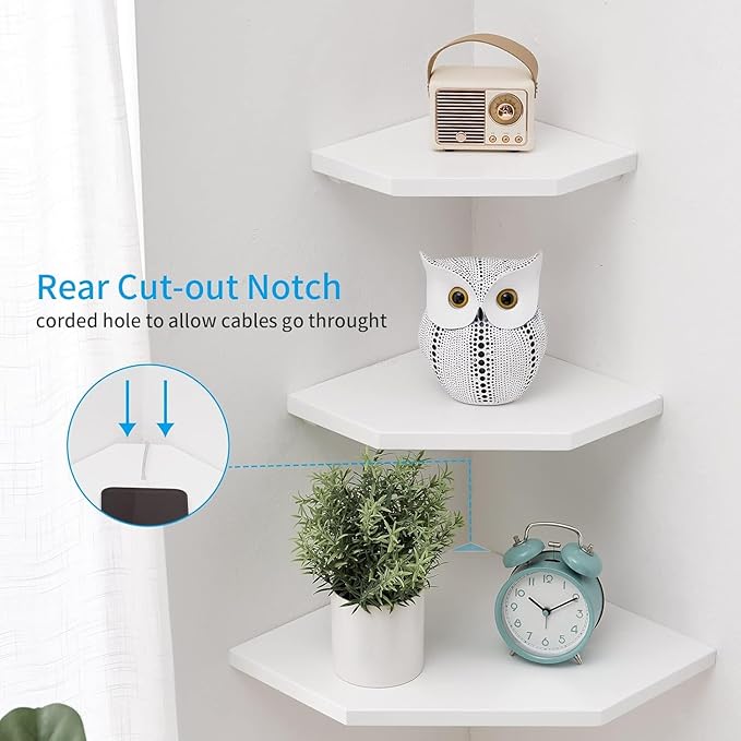 Corner Floating Shelves, Solid Oak Wood Corner Shelves Wall Mount Shelf - Image 3