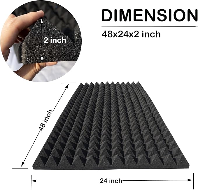 4 Pack Acoustic Foam, High Density Fire Resistant Soundproof Panels - Image 4