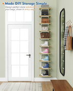 Harwaya White and Natural Tiered Wall Shelf Unit, 5 Tier Display Floating - Image 4