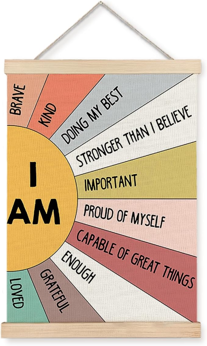 Supwhd Affirmation Wall Decor for Kids Boys Girls, I am Kind I am Brave by Homedecoration