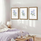 WRFON Blue Hydrangea Framed Wall Art Set of 3, Watercolor Floral Botanical - Image 5