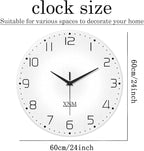 XNM Modern Minimalist Glass Wall Clocks Battery Operated 24 Inch Large Simple - Image 3