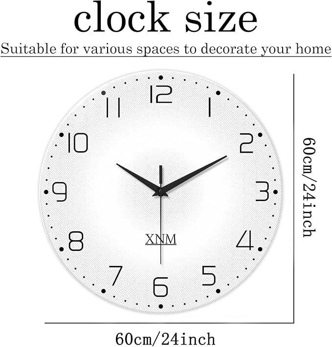 XNM Modern Minimalist Glass Wall Clocks Battery Operated 24 Inch Large Simple - Image 3