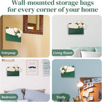 Wall Mount Green Faux Leather PU Leather Mail Holder Letter Holder Stylish Wall - Image 5