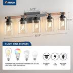 Amico Farmhouse Vanity Light Fixtures, Rustic 5-Light Industrial Painted Wood - Image 5