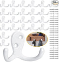 Homanu 24 Pack Coat Hooks, Heavy Duty Double Prong Coat Hooks Wall Mounted by Homanu