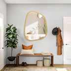 Large Asymmetrical Wall Mirror Irregular Wood Frame Modern Unique Wall-Mounted - Image 5