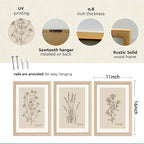 YWJKWLGS Vintage Botanical Wall Art 11x16 Inch Set of 3 Wooded Framed - Image 2