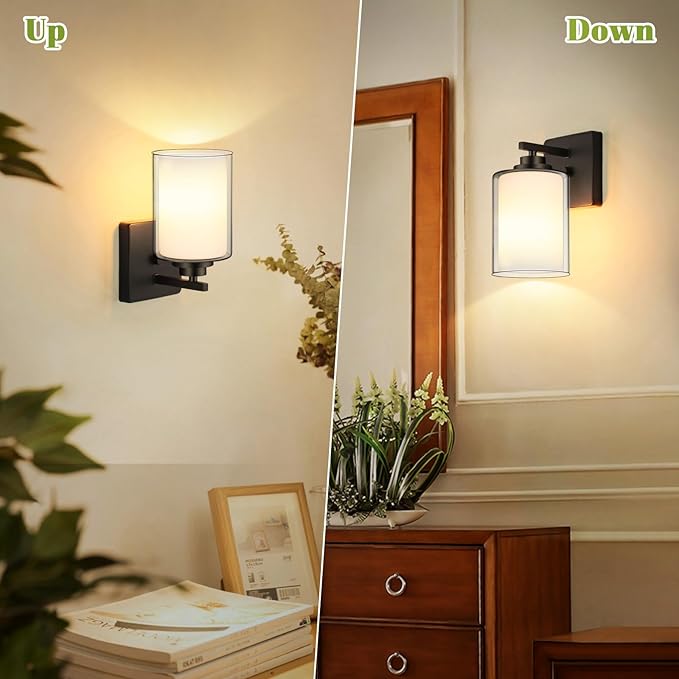 Set of 2 Wall Sconces for Bathroom, Modern Vanity Light Fixtures, Matte Black - Image 4