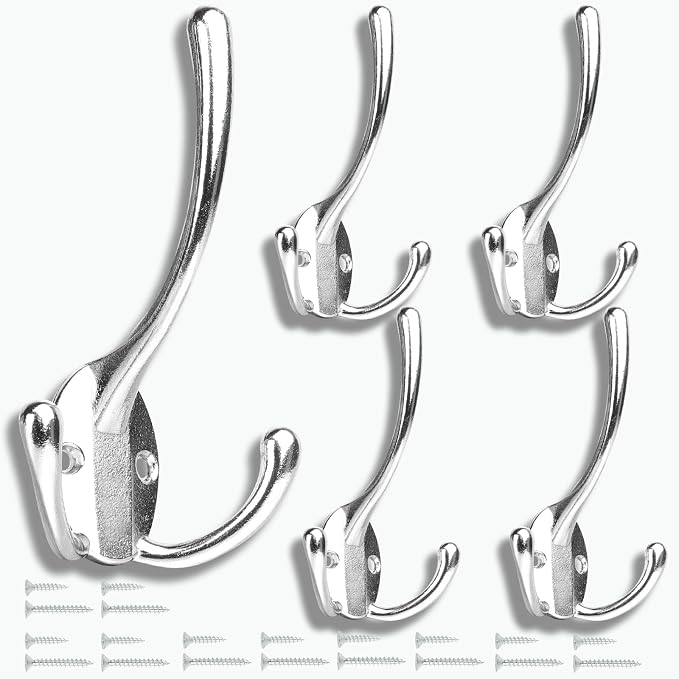 Wall Mounted Coat Hooks 5 Pack Heavy Duty Black Hardware Robe Hooks Decorative - Image 7