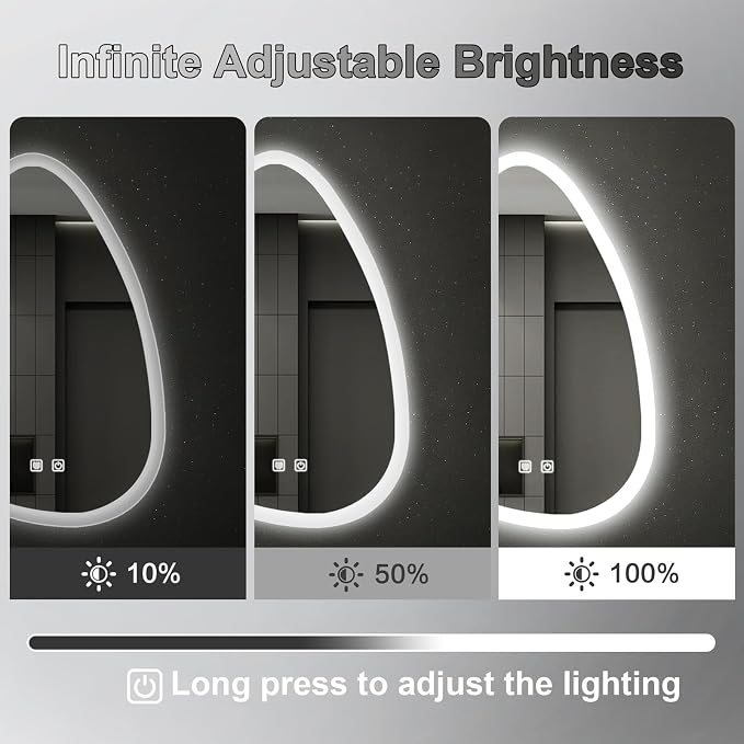 20x28 LED Bathroom Mirror with Lights Irregular, Lighted Bathroom Vanity Mirror - Image 3
