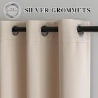 IGEMAEVE Beige Curtains 96 Inch Length 2 Panels Set, Light Filtering Curtains - Image 3