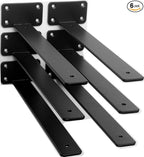 6 Pack - 12 inch Black Hidden L Shelf Bracket Iron Floating Shelf Brackets by MHMYDZ