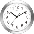 HITO 10 Inch Silent Wall Clock Battery Operated Non Ticking Glass Cover Silver by hito