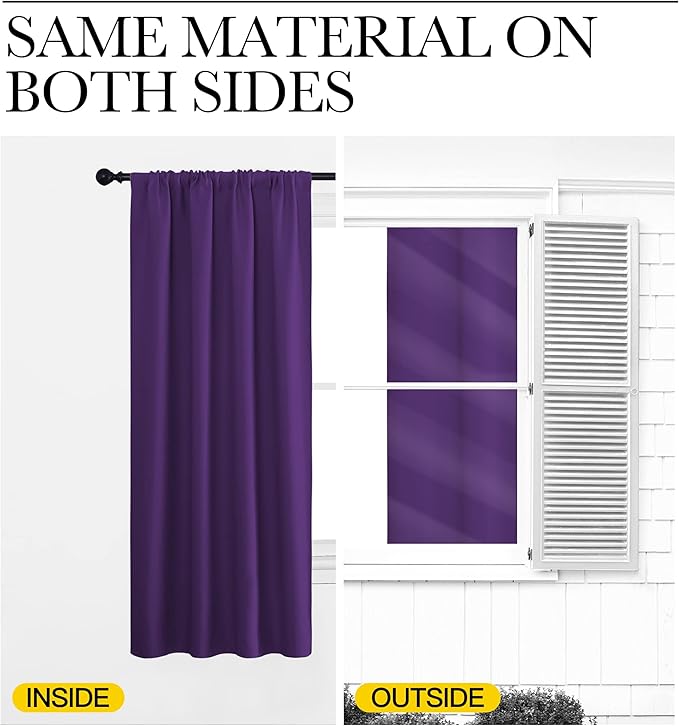 NICETOWN Blackout Curtains for Living Curtains, Royal Purple, 2 Panels - Image 5