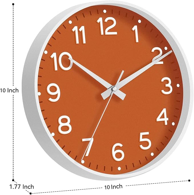 Roymnie Wall Clock 10 Inch Silent Wall Clocks Battery Operated-Modern Non - Image 3