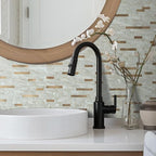 AULIGET 20 Sheets Faux Stone Peel and Stick Backsplash, Light Brown Marble Look - Image 3