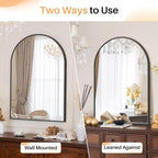 Bathroom Mirror for Wall, 36x24 Inch Arched Mirror, Matte Black Metal Framed - Image 3