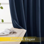 NICETOWN Navy Blue Blackout Room Divider Curtains 144 inch Length, Grommet - Image 6