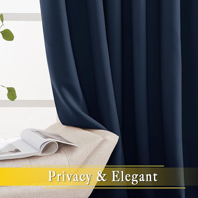 NICETOWN Blackout Navy Blue Curtain 102 inches Long, Grommet Thermal Insulated - Image 6