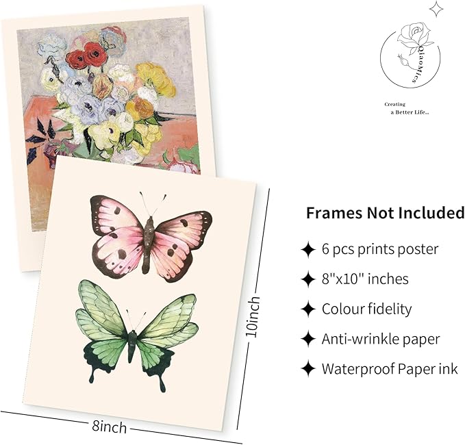 QIAOMICS Wall Art Prints Aesthetic, Flower Market Wall Art Prints - Image 4
