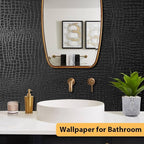 Arthome 17"×393" Black Crocodile Peel and Stick Wallpaper, Charcoal Black - Image 4