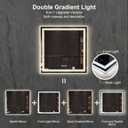 LED Mirror for Bathroom, 36x36 Inch, 3 Colors Dimmable CRI>90 Double Lights - Image 4