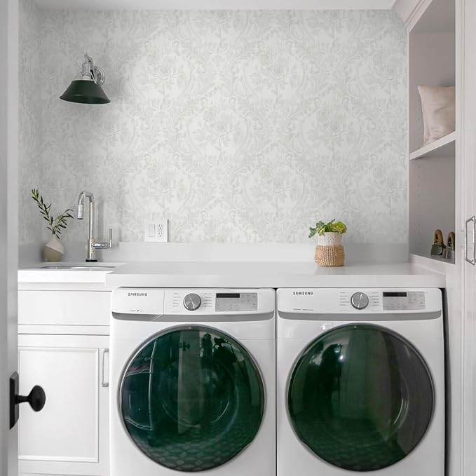 Ismoon Floral Peel and Stick Wallpaper Grey Contact Paper Boho Watercolor - Image 8