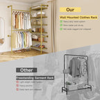 L2 Wall Mounted Closet System, Industrial Pipe Clothing Rack Clothes Racks - Image 4