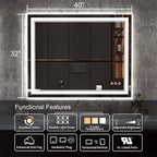 LED Bathroom Mirror, 40x32 Inch Gradient Front and Backlight Bathroom Vanity - Image 2