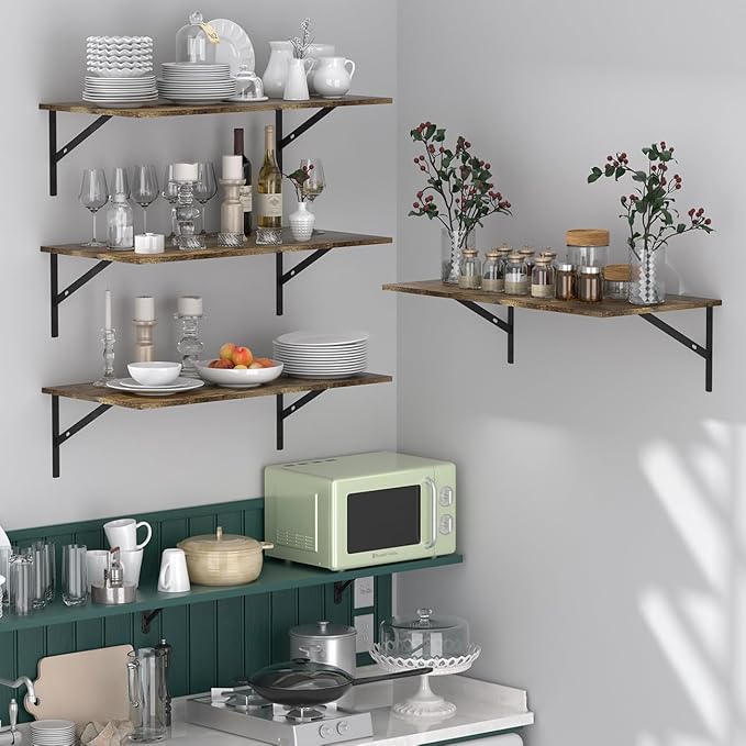 Deep Floating Shelves for Wall Set of 3, 24W x 12 Inch Deep Floating Shelves - Image 2