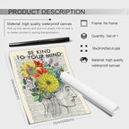 Be Kind To Your Mind Quote Poster Prints Mental Health Canvas Wall Art Vintage - Image 2