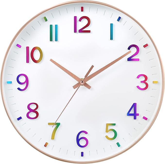 HZDHCLH Kid Wall Clocks Battery Operated, 12 inch Silent Non Ticking Modern by HZDHCLH
