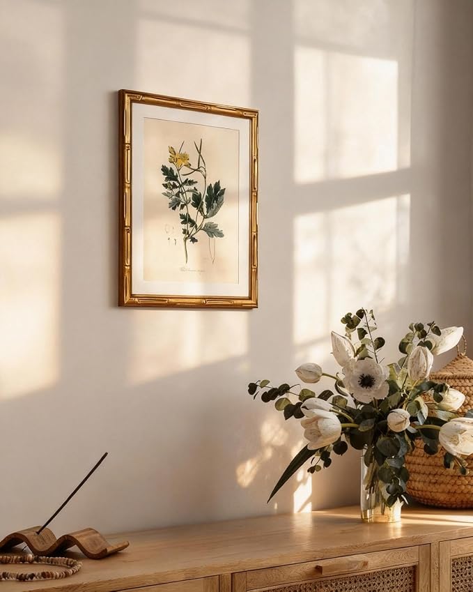InSimSea Gold Bamboo Framed Canvas Wall Art, Kitchen Herbs Botanical Paintings - Image 6