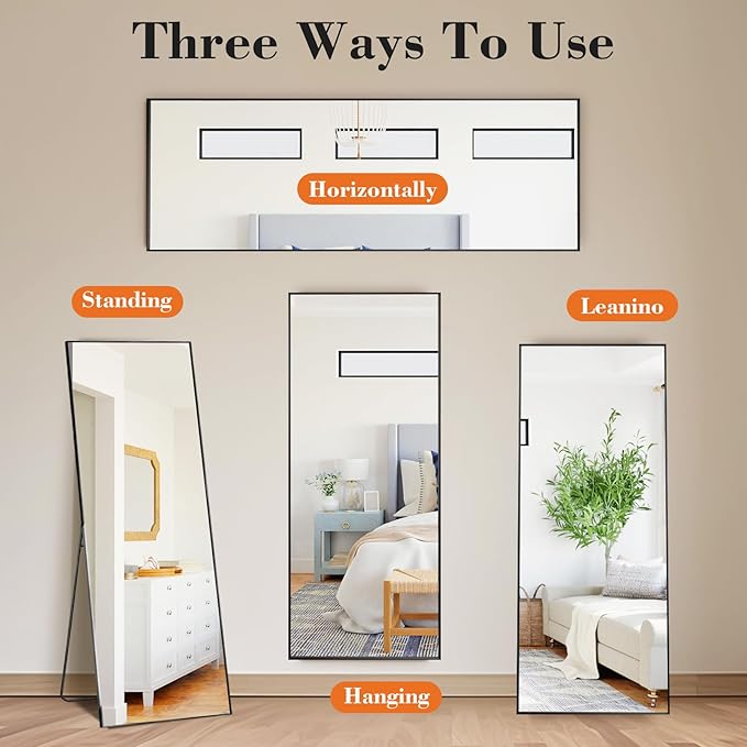 Sweetcrispy 56"x21" Full Length Mirror, Leaning or Standing Full Body Mirror - Image 6