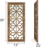Set of 2 13x30 Inch Large Redbrown Shatterproof Carved Floral Wood Frame Wall - Image 2