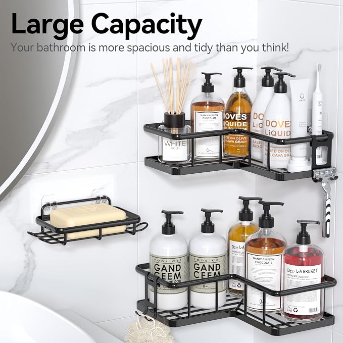 YASONIC Shower Caddy Corner, No Drilling Shower Organizer Corner - Image 9