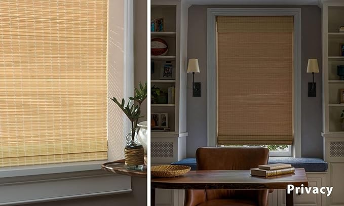 LazBlinds No Tools No Drill Cordless Bamboo Roman Shades, Custom Privacy Light - Image 5