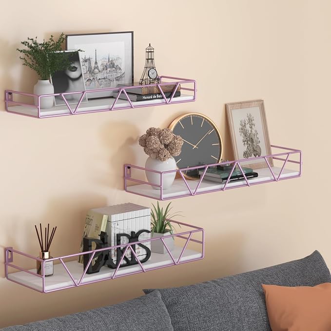 Amaoot Floating Shelves Set of 3, Home Wood Wall Shelf, Farmhouse Shelf - Image 2