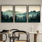Mountain Wall Art Decor Set of 3 Sage Green Forest Canvas Wall Art Prints by Unknown