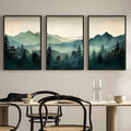 Mountain Wall Art Decor Set of 3 Sage Green Forest Canvas Wall Art Prints by Unknown