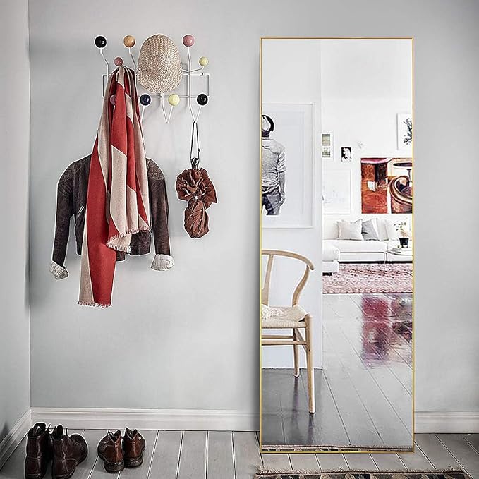 Dewfig Full Length Mirror with Stand, Full Body Mirrors, Hanging or Wall - Image 3