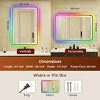 24x36 Inch Black Framed LED Bathroom Mirror - Image 2