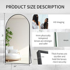 Beauty4U Arched Full Length Mirror 76" x 34", Floor Standing & Wall Mounted HD - Image 2