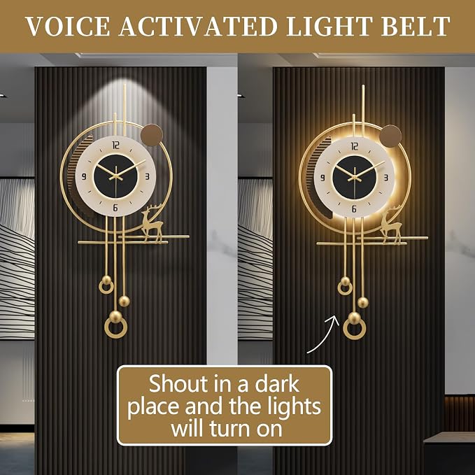 Modern Wall Clock for Living Room, Large Gold Decorative Wall Clock - Image 4