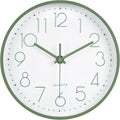 Modern Green Bathroom Wall Clocks 8 Inch Non-Ticking Battery Operated by HorizentWallClock