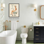 noxozoqm Boho Sage Green Bathroom Poster Vintage 70s Pin Up Girl Wall Art Of - Image 3