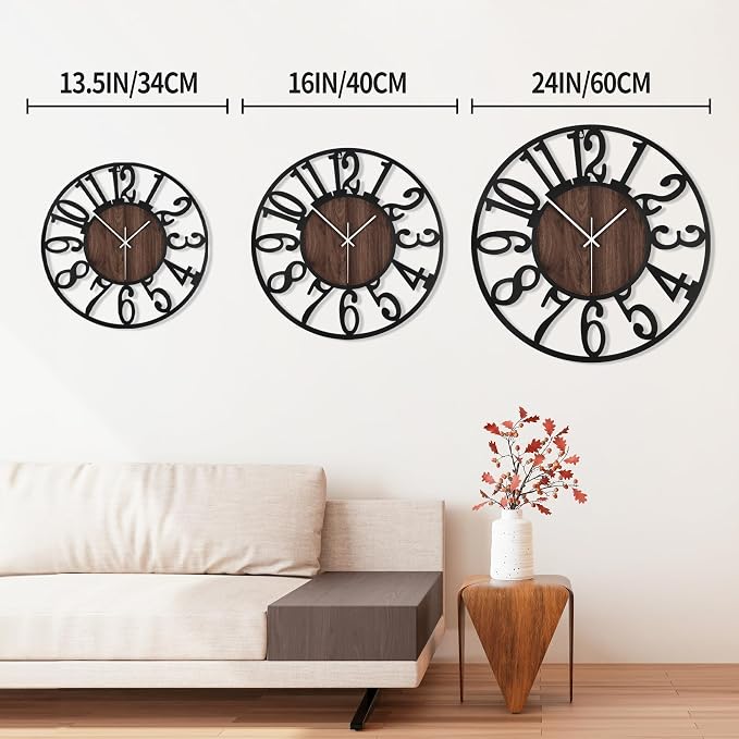 1st owned Large Wall Clock for Living Room Decor- 24" Decorative Antique Silent - Image 3